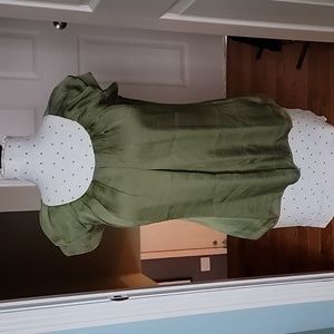 Silky dark olive green blouse